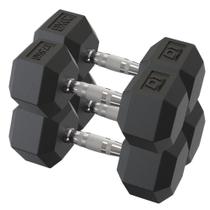 Kit Halteres Sextavado Emborrachado Pares de 17,5kg e 20kg