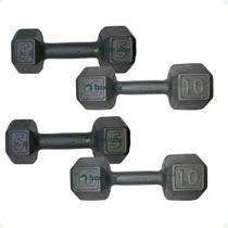 Kit Halteres Sextavado - (Pares de 5 e 10 Kg) Kit Halteres Sextavado - (Pares de 5 e 10 Kg)