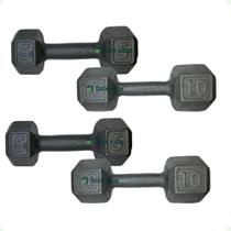 Kit Halteres Sextavado - (Pares de 5 e 10 Kg)