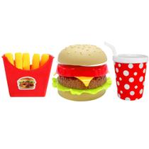 Kit Hambúrguer MC Brinquedo com Ingredientes de Montar Batatinha e Refrigerante