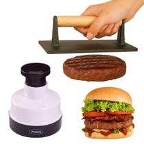 Kit Hambúrguer Molde e Prensa para Carne Forma Chapa 2 Peças