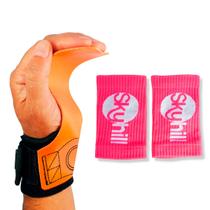 Kit Hand Grip Competition Skyhill e Munhequeira Anti Suor Rosa