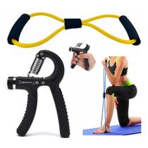 Kit Hand Grip Mãos 5 A 60kg + Elástico de tensão Exercícios Yoga Ginástica