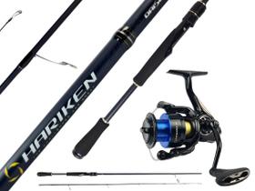 Kit Hariken By Fabio Baca Com Vara Para Molinete Daisen Hariken 1,98m 8-17lbs - 2 Partes + Molinete Daisen Hariken 1000 9 Rolamentos Kit Hariken By Fabio Baca Com Vara Para Molinete Daisen Hariken 1,98m 8-17lbs - 2 Partes + Molinete Daisen Hariken 1000 9 Rolamentos