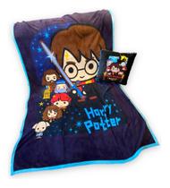 Kit Harry Potter Almofada + Cobertor Personagens Hogwarts Presente Geek Friozinho Cobertor Sofá Quentinho - Zona Criativa