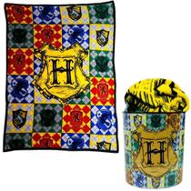 Kit Harry Potter Hogwarts Manta Ultra-soft Plush+ Balde De Pipoca Oficial WB - Zona Criativa