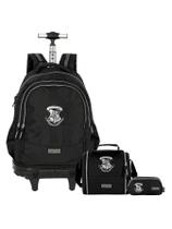 Kit Harry Potter Mochila Rodas + Lancheira + Estojo Triplo