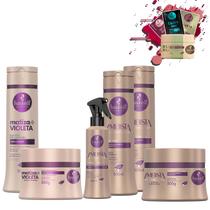 Kit Haskell Ametista Sh Cond Másc Leave + Kit Matizador Roxo