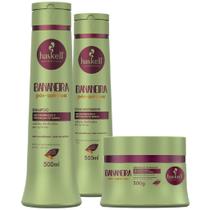 Kit Haskell Bananeira Pós Química Shampoo Condicionador 500ml Máscara Reconstrutora 300g