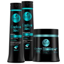 Kit Haskell Cachos Sim! Cacheadas Crespas ou Transição Triplo (3 Produtos) 500ml/g