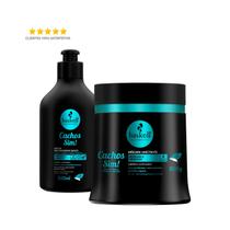 Kit Haskell Cachos Sim Masc 500g + Leave In Modelador 300ml