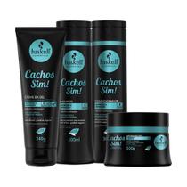 Kit Haskell Cachos Sim Shampoo Cond Masc E Creme Gel 300Ml