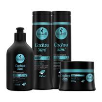 Kit Haskell Cachos Sim Shampoo Cond Mascara E Leave In 300Ml