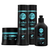 Kit Haskell Cachos Sim Shampoo Cond+ Máscara+ Leave-In 300Ml