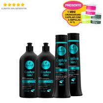 Kit Haskell Cachos Sim Shampoo/condicionador 500ml + 2 Leave In 500ml (Ganhe 1 Mini Cronograma)
