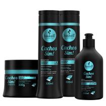 Kit Haskell Cachos Sim Shampoo Condicionador Máscara Leave-in 300ml