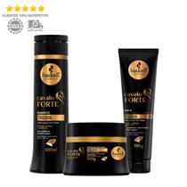 Kit Haskell Cavalo Forte 300ml Shampoo Máscara Leave