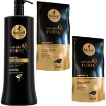 Kit Haskell Cavalo Forte Shampoo 1 Litro + 2 Refil Shampoo 250