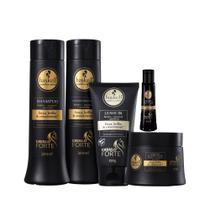 Kit Haskell Cavalo Forte Shampoo Condicionador 300ml Máscara Hidratante 250g Leave in 150g Complexo Fortalecedor 40ml