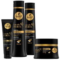 Kit Haskell Cavalo Forte Shampoo Condicionador 500ml Máscara 300g Finalizador Leave-In 150g