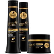 Kit Haskell Cavalo Forte Shampoo Condicionador 500ml Máscara Tratamento Creme Fortalecedora 300g