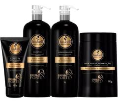 Kit Haskell Cavalo Forte Shampoo Condicionador Máscara 1000ml/gr + Leave in