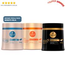 Kit Haskell Cronograma Capilar Máscaras Cavalo Forte Bendito Seja e Tutano 500g