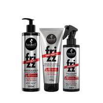 Kit Haskell Frizz Cancelado Shampoo 300ml + Máscara 240g + Fluido Anti Frizz, Hidratação e Proteção Térmica
