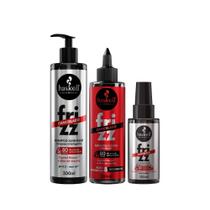 Kit Haskell Frizz Cancelado Shampoo 300ml + Máscara Líquida 200ml + Sérum Anti Frizz e Brilho Imediato