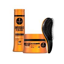 Kit Haskell Infusão De Óleos 300ml Shampoo e Máscara+Escova