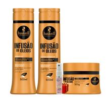 Kit Haskell Infusão de óleos Shampoo 300ML 1 Condicionador 300ML 1 Mascara 300ML + Presente Lourre 15ml