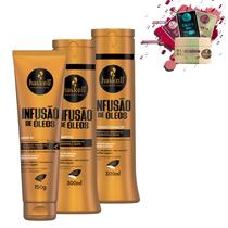 Kit Haskell Infusão de Óleos Shampoo Cond 300ml Leave 150gr