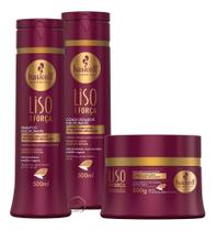 Kit Haskell Liso Com Força Shampoo + Condicionador 300ml Máscara 250g