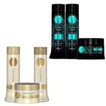 Kit Haskell Mandioca Banho De Brilho P + Kit Cachos Sim P