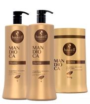 Kit Haskell Mandioca Máscara Hidratante 900g Shampoo Condicionador 1000ml