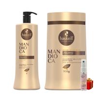 Kit Haskell Mandioca Shampoo 1 Litro + 1 Mascara 900ML+ Presente Lourre 15ml