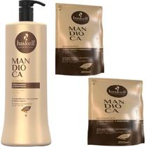 Kit Haskell Mandioca Shampoo 1 Litro + 2 Refil Shampoo 250