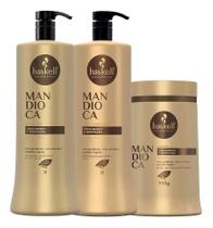 Kit Haskell Mandioca Shampoo 1 Litro + Condicionador 1 Litro + Máscara Hidratação 900G