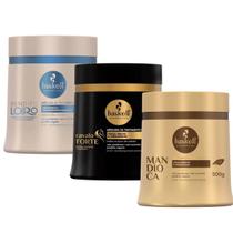 Kit Haskell Máscara Cavalo Forte Bendito Loiro Mandioca 500g Cronograma Capilar