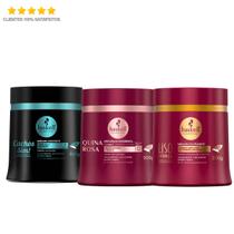 Kit Haskell Máscaras Cachos Sim Liso C Força Quina Rosa 500g