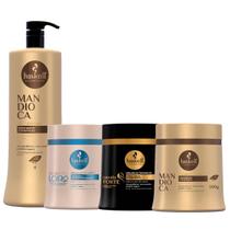 Kit Haskell Máscaras Cavalo Forte Bendito Loiro E Mandioca 500g + Condicionador Mandioca 1 Litro