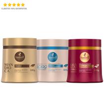Kit Haskell Máscaras Liso Com Força Bendito E Mandioca 500g