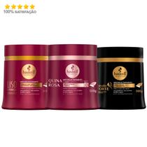 Kit Haskell Máscaras Quina Rosa Liso Com Força Cavalo 500g Kit Haskell Máscaras Quina Rosa Liso Com Força Cavalo 500g