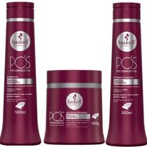 Kit Haskell Pós Progressiva 500ml Shampoo Condicionador Máscara