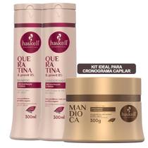 Kit Haskell Queratina 300ml + Máscara Mandioca 300g - Melhor Cronograma Capilar Kit Haskell Queratina 300ml + Máscara Mandioca 300g - Melhor Cronograma Capilar
