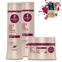 Kit Haskell Queratina Shampoo Condicionador Mascara 300g