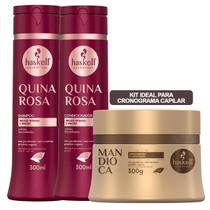 Kit Haskell Quina Rosa 300ml + Máscara Mandioca 300g - Melhor Cronograma Capilar