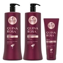 Kit Haskell Quina Rosa Shampoo + Cond 1 Litro + Leave In