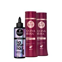 Kit Haskell Quina Rosa Shampoo Condicionador e Lamelar Máscara Líquida (3 produtos)