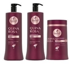 Kit Haskell Quina Rosa Shampoo Condicionador Mascara 1l/1kg